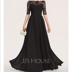 Brand new black bridesmaid dress- lace detail and off shoulder - never worn!